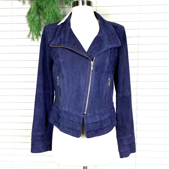 White House Black Market Jackets & Blazers - 🚫SOLD! NWT🤩|•WHBM•| Navy Suede Moto Jacket*
